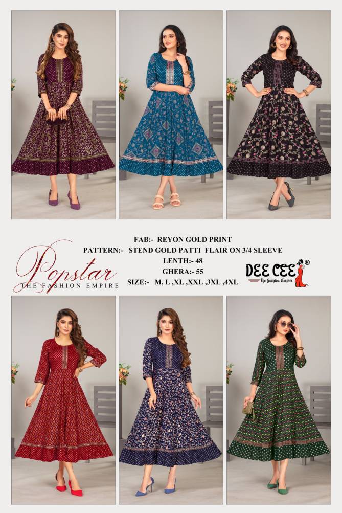 Popstar By Deecee Rayon Gold Printed Kurtis Wholesale Shop In Surat